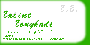 balint bonyhadi business card